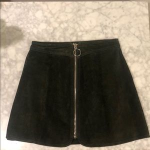 Zara faux suede green mini skirt